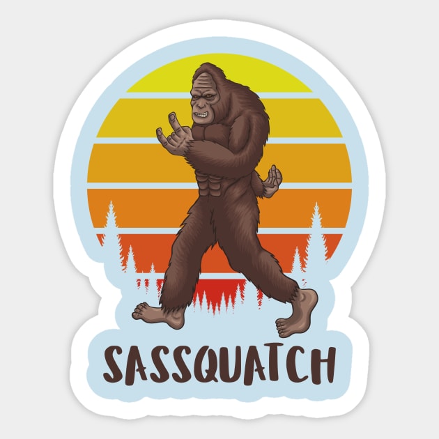 Sassquatch - Badass With An Attitude To Match  - White Sticker by Crazy Collective